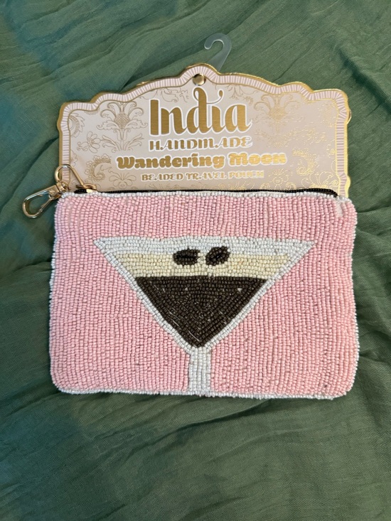 Wandering Moon Handbags - Wandering Moon Pink Beaded Cocktail Wristlet